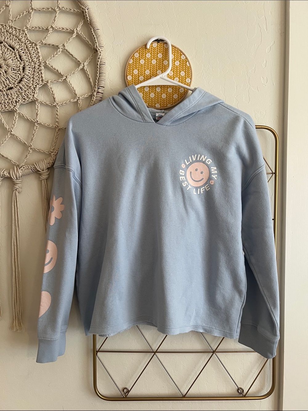 XL (14-16) | Old Navy Girls Kids Blue "Living My Best Life" Hoodie